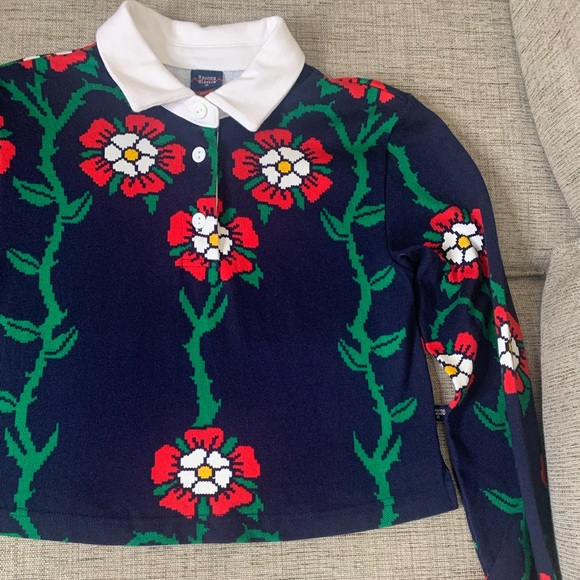 💫HP‼️💫 NWOT ROWING BLAZERS x Target Rose Print Rugby Shirt, Nvy/Red/Grn/Wht, XXS - Picture 5 of 7